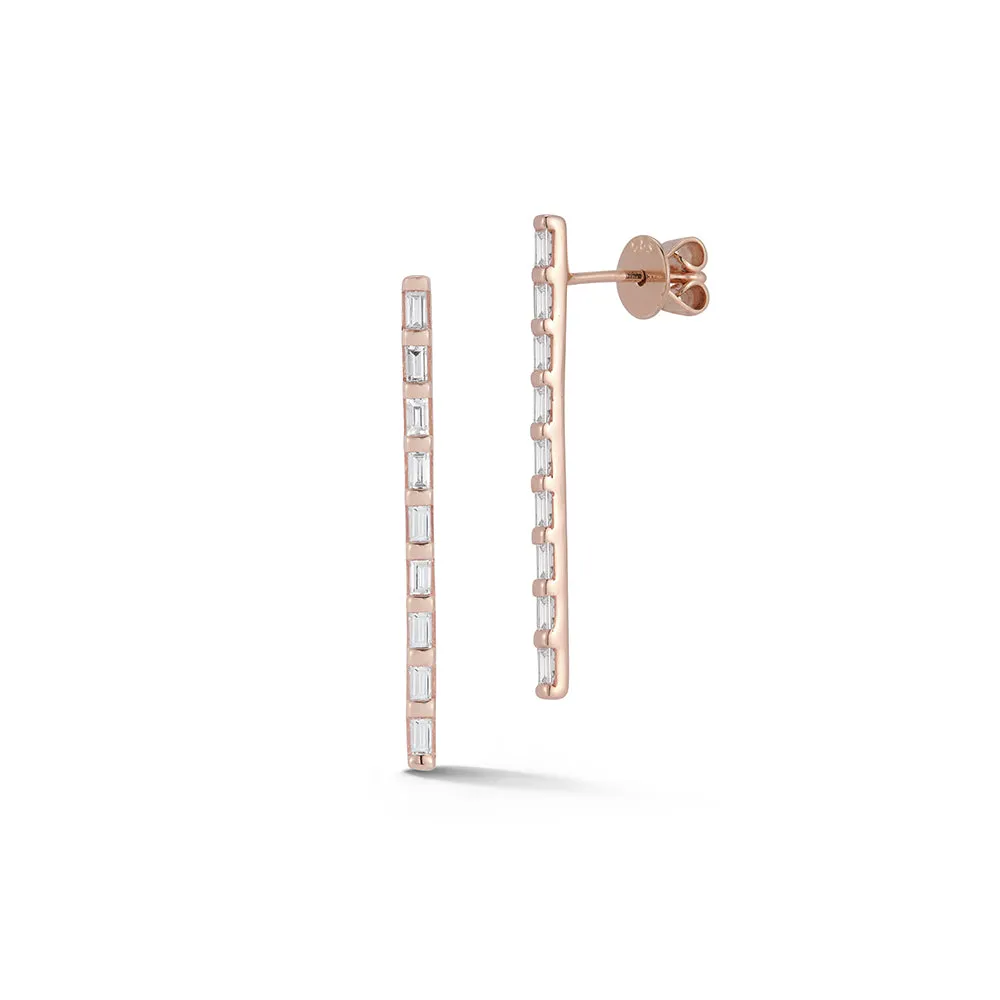 Sadie Pearl Baguette Vertical Bar Drop Earrings