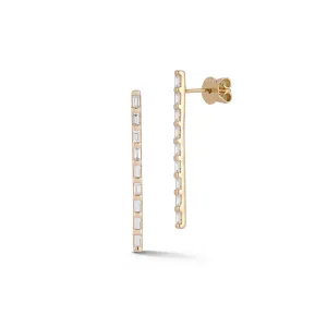 Sadie Pearl Baguette Vertical Bar Drop Earrings