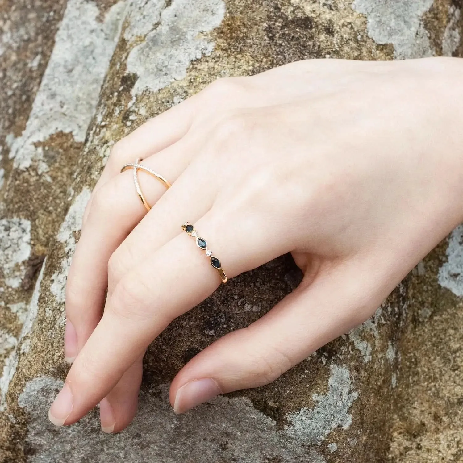 Sapphire & Diamond Solid Gold Ring