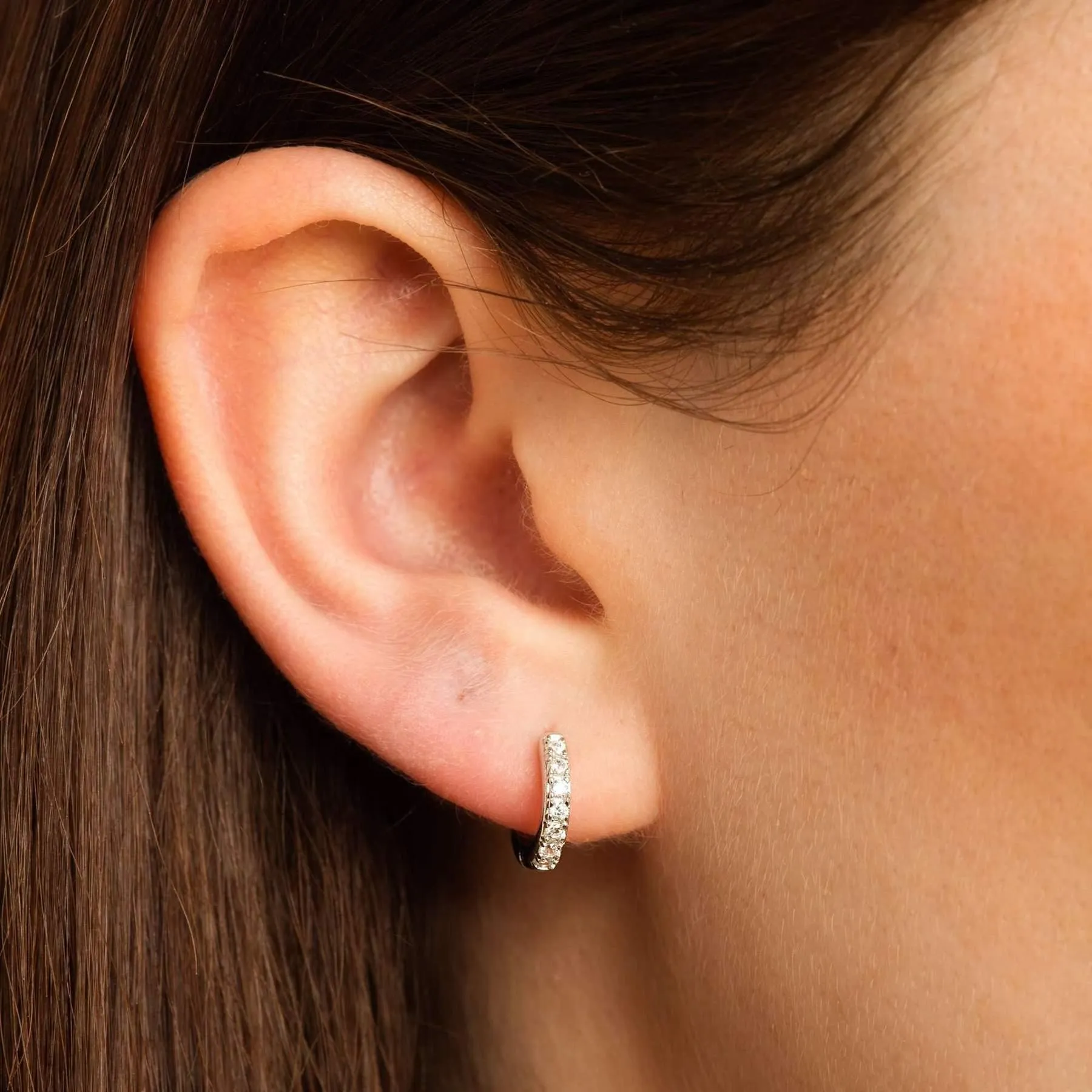 Scream Pretty Huggie Earrings with Clear Stones