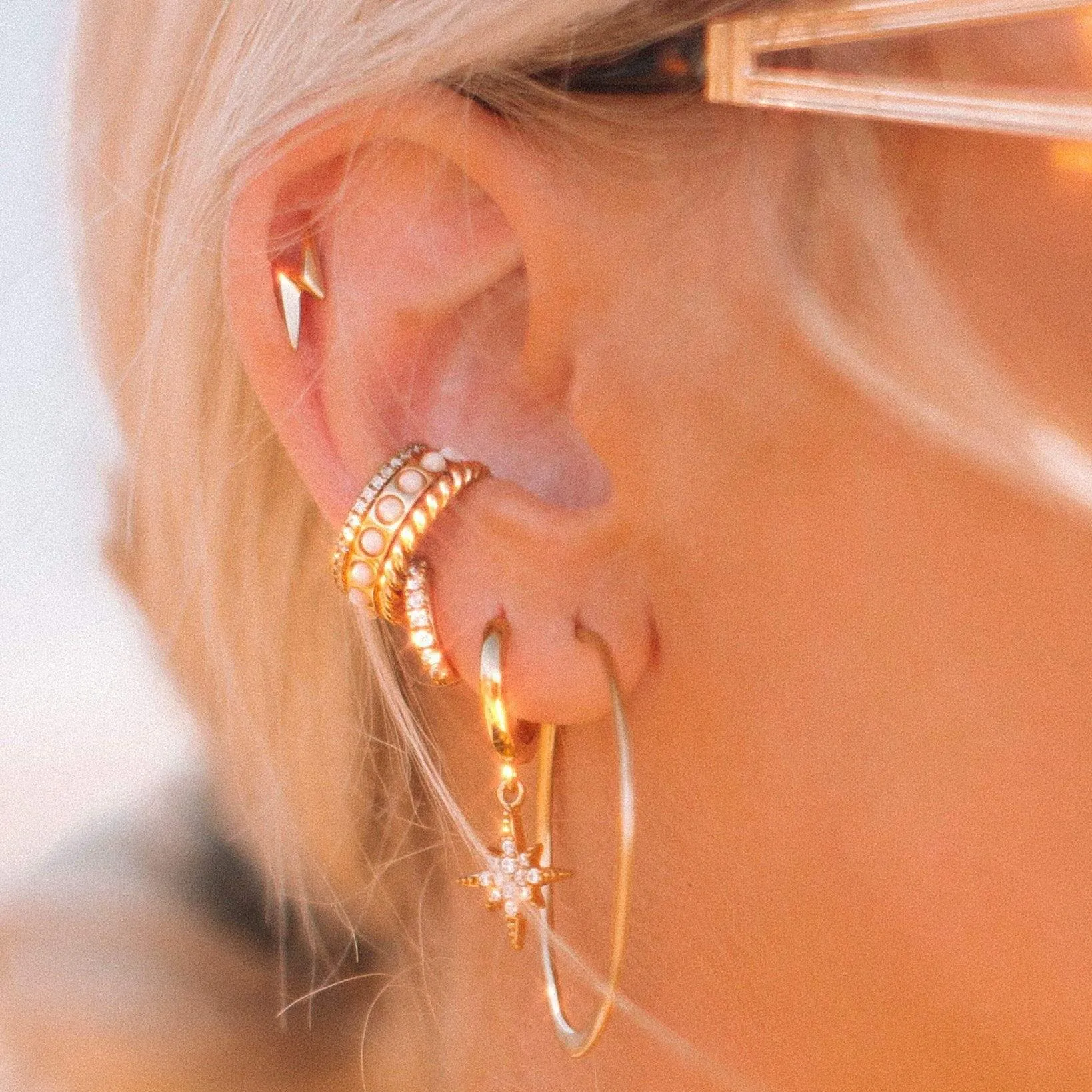 Scream Pretty Huggie Earrings with Clear Stones