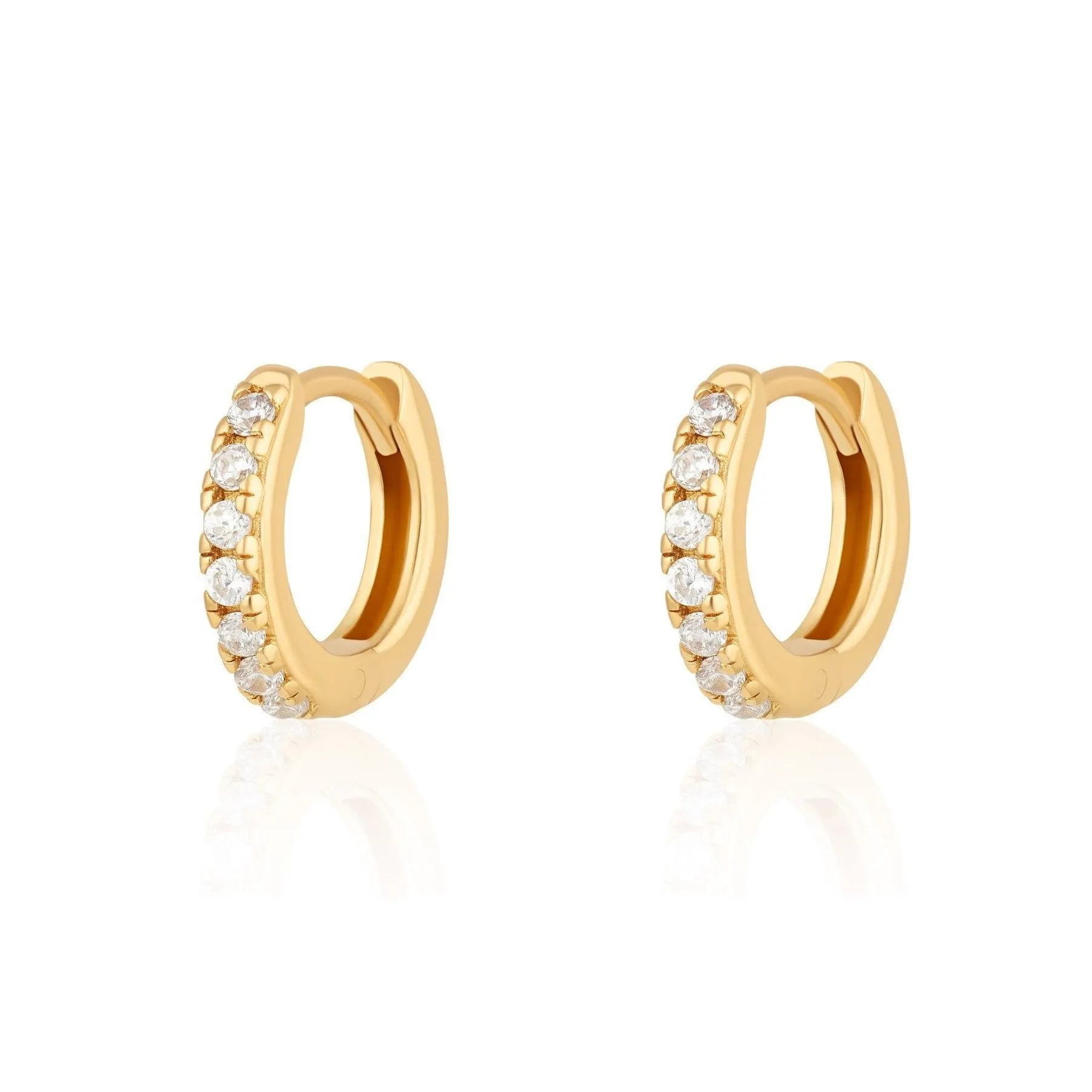 Scream Pretty Huggie Earrings with Clear Stones