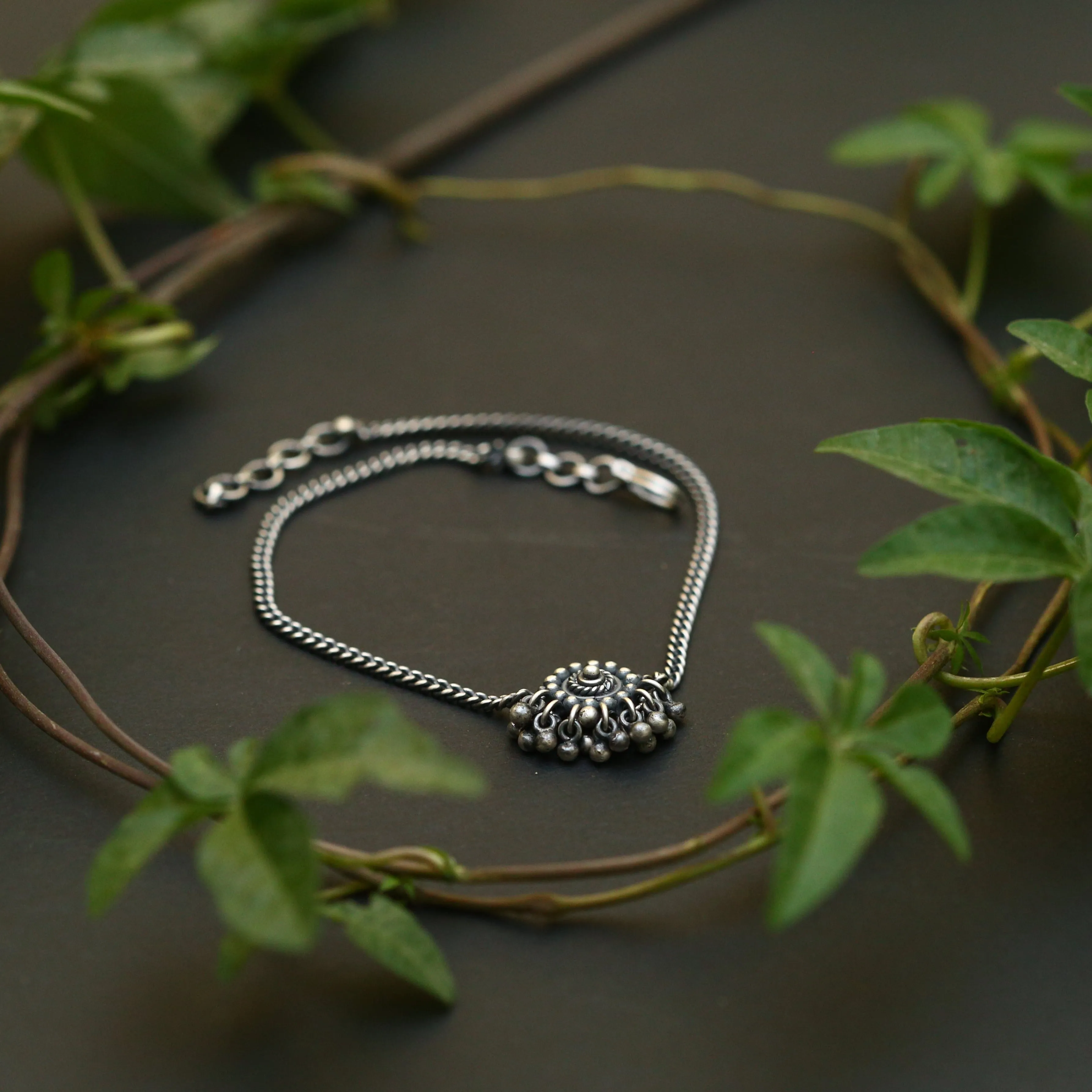 Silver Anklet Round and Ghungroo