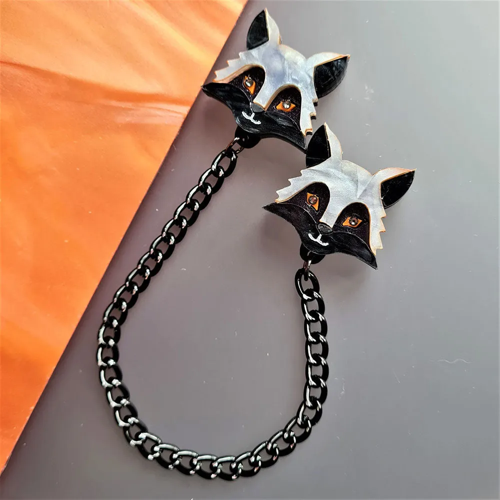 Silver Fox Collar Clips by Cherryloco Jewellery