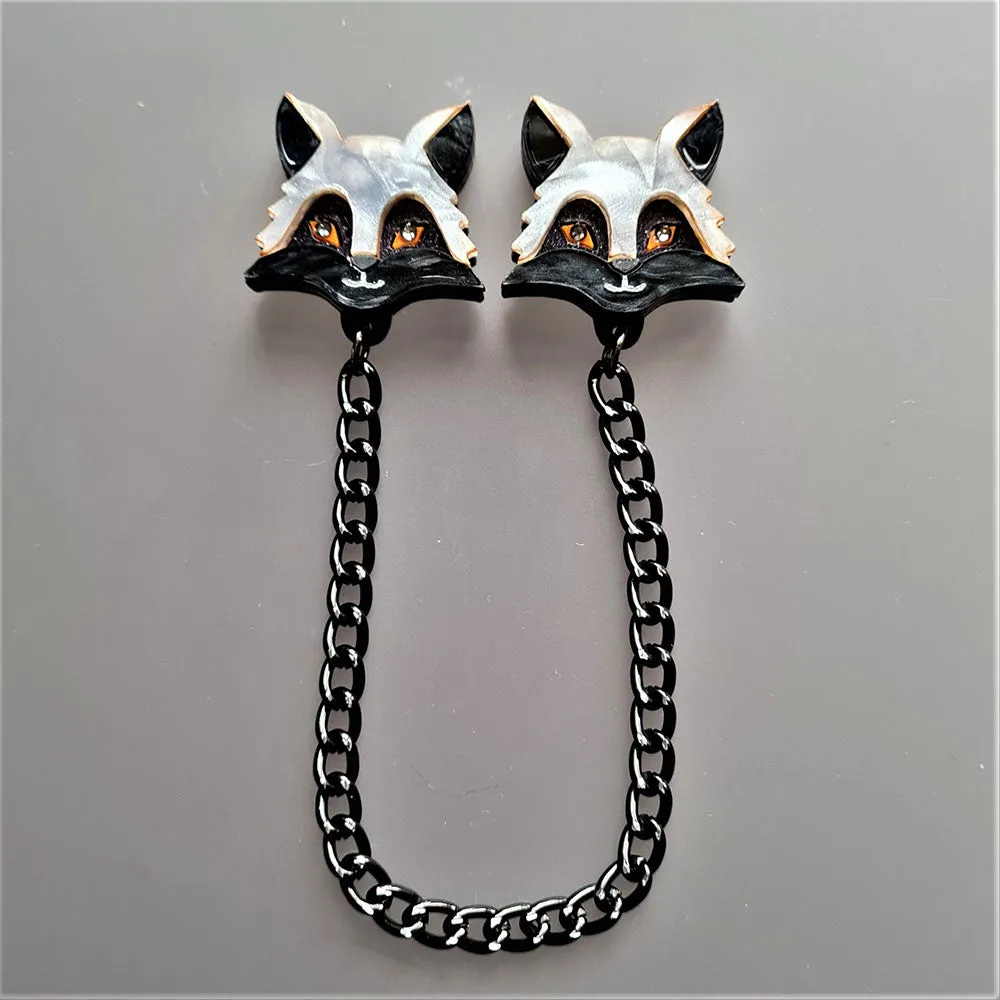 Silver Fox Collar Clips by Cherryloco Jewellery