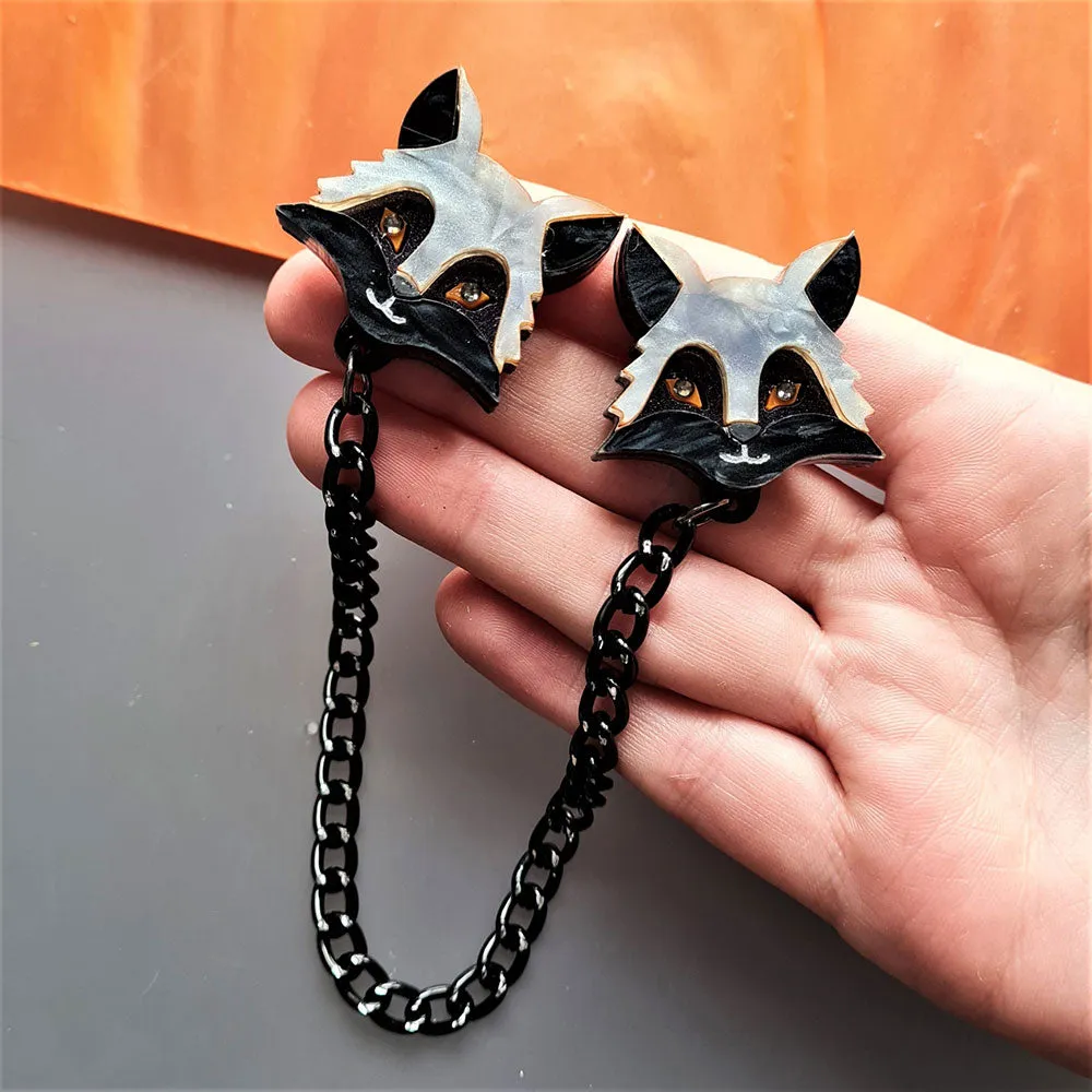 Silver Fox Collar Clips by Cherryloco Jewellery