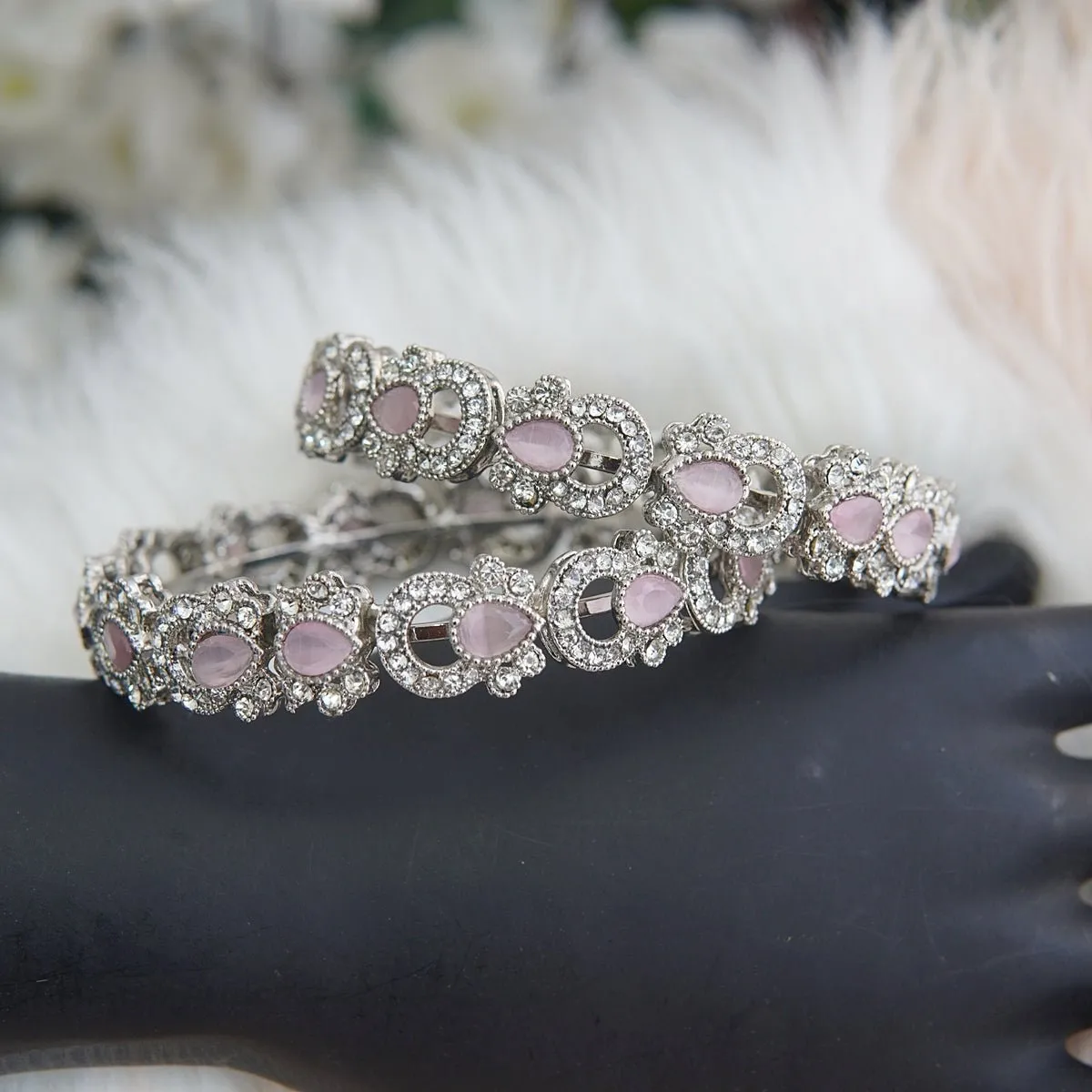 Silver Steel Precious Bangles