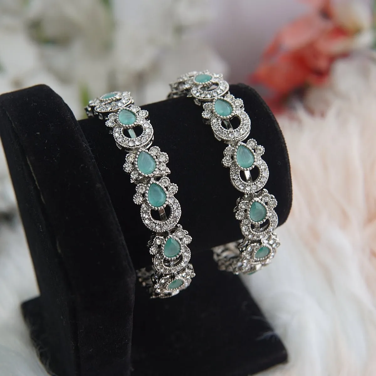 Silver Steel Precious Bangles