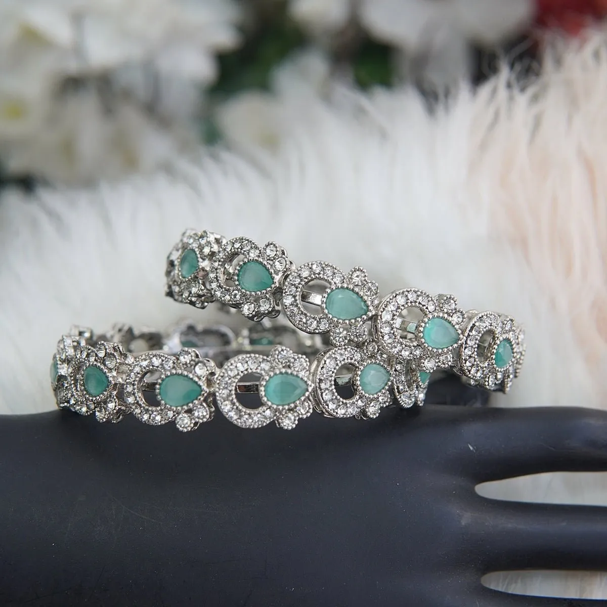 Silver Steel Precious Bangles