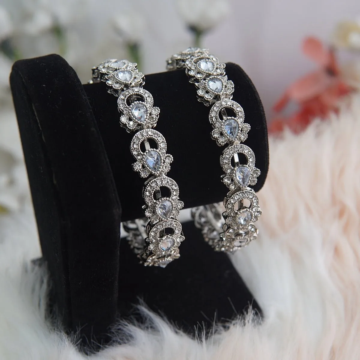 Silver Steel Precious Bangles