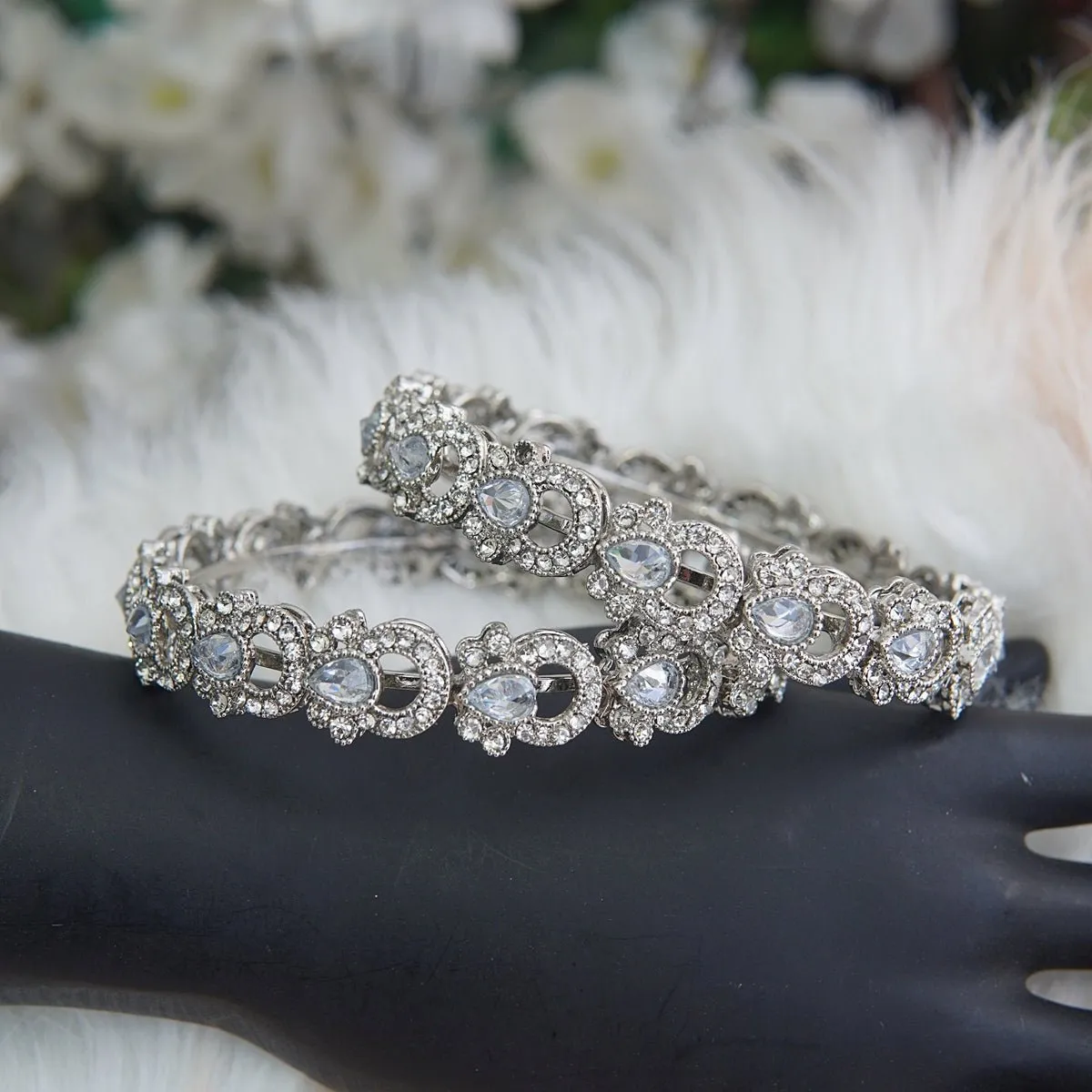 Silver Steel Precious Bangles