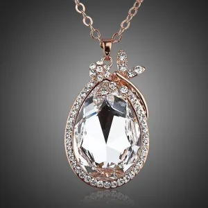 Sitting Butterfly on Big Crystal Necklace