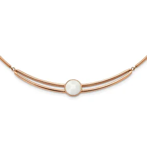 Stainless Steel Polished Rose IP-plated with Crystal w/1in ext 15in Choker