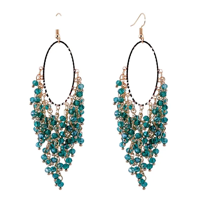 Statement Drop Crystals Handwork Dangle Drop Long Earrings