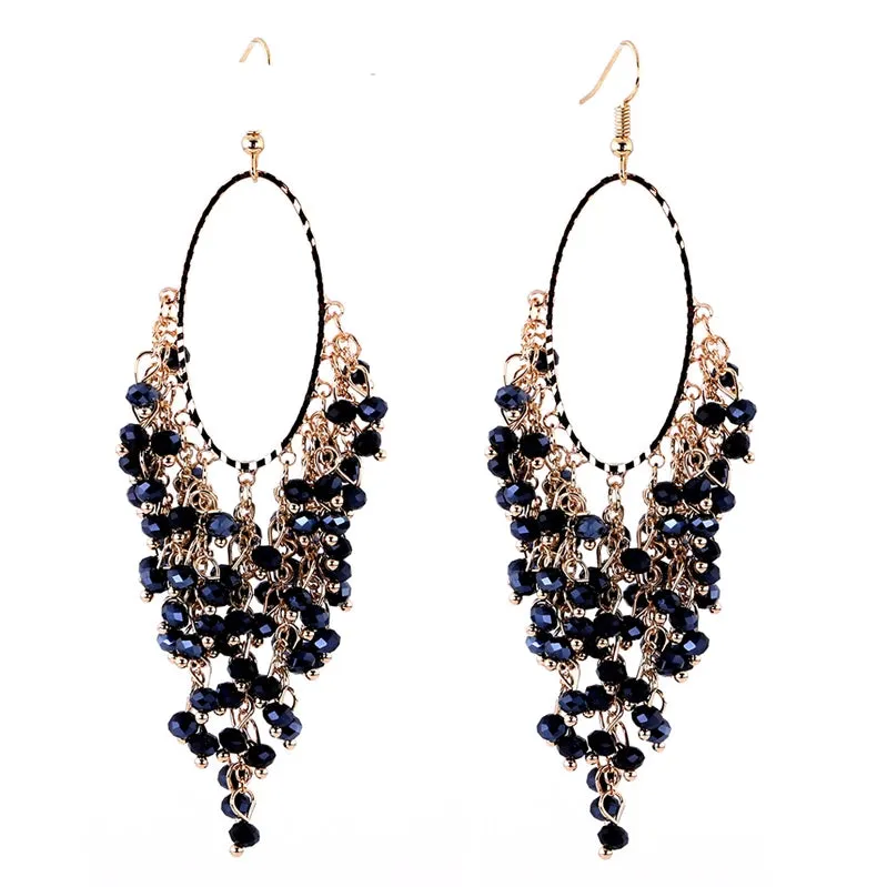 Statement Drop Crystals Handwork Dangle Drop Long Earrings