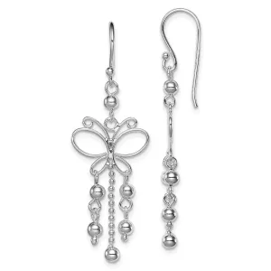 Sterling Silver 44X14MM Drop & Dangle Butterfly Earrings