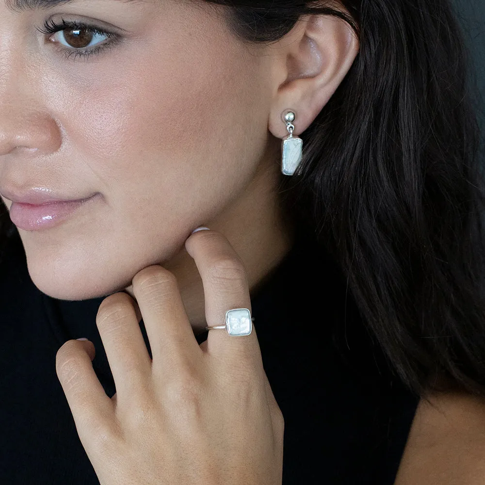 Sterling Silver Biwa Pearl Ring
