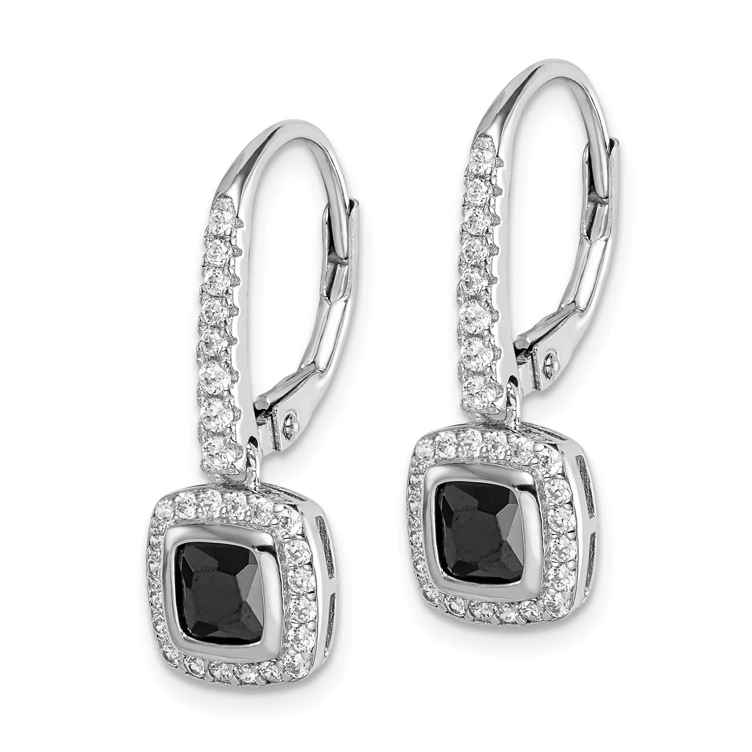 Sterling Silver Cubic Zirconia Drop & Dangle Leverback Earrings