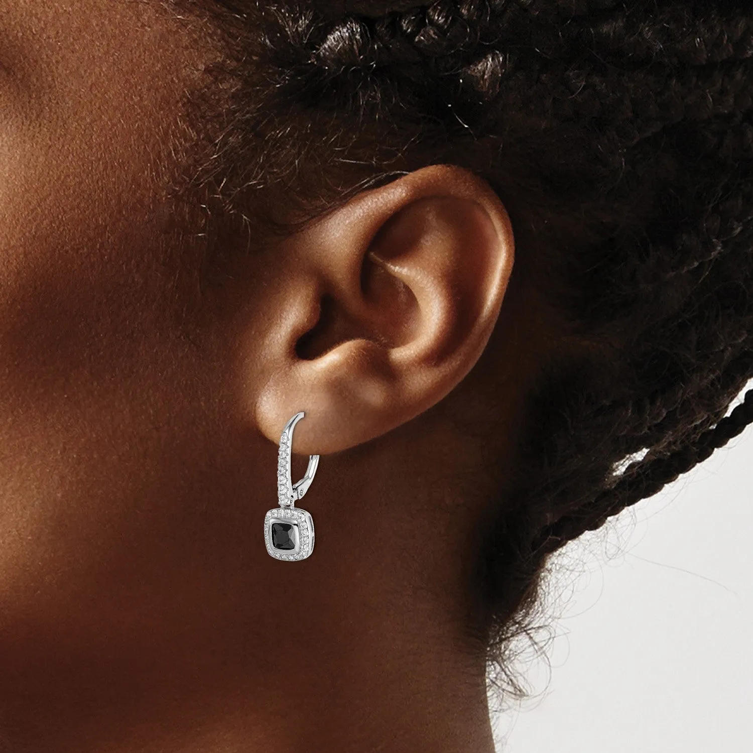 Sterling Silver Cubic Zirconia Drop & Dangle Leverback Earrings