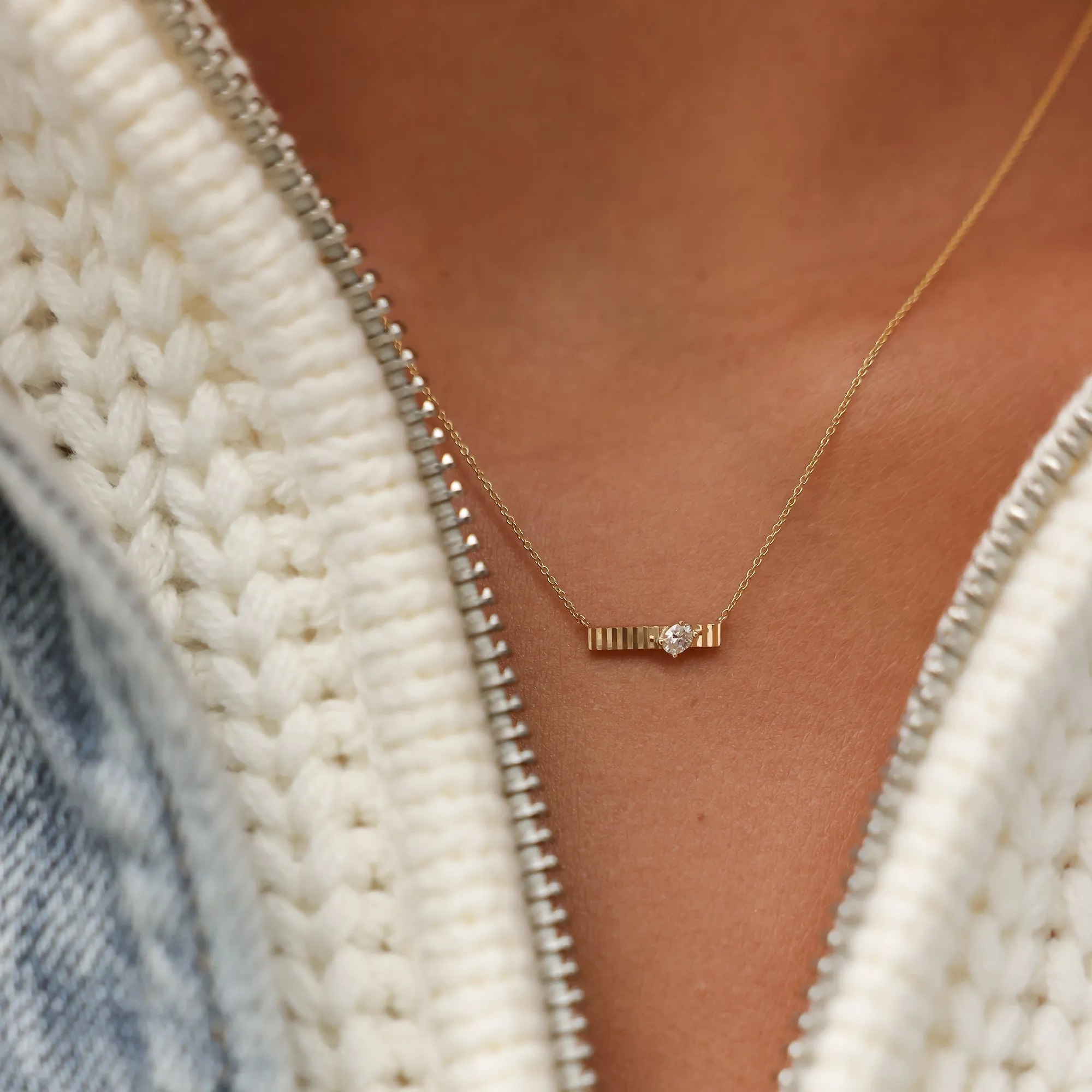 Teddi Paige Fluted Oval Bar Necklace