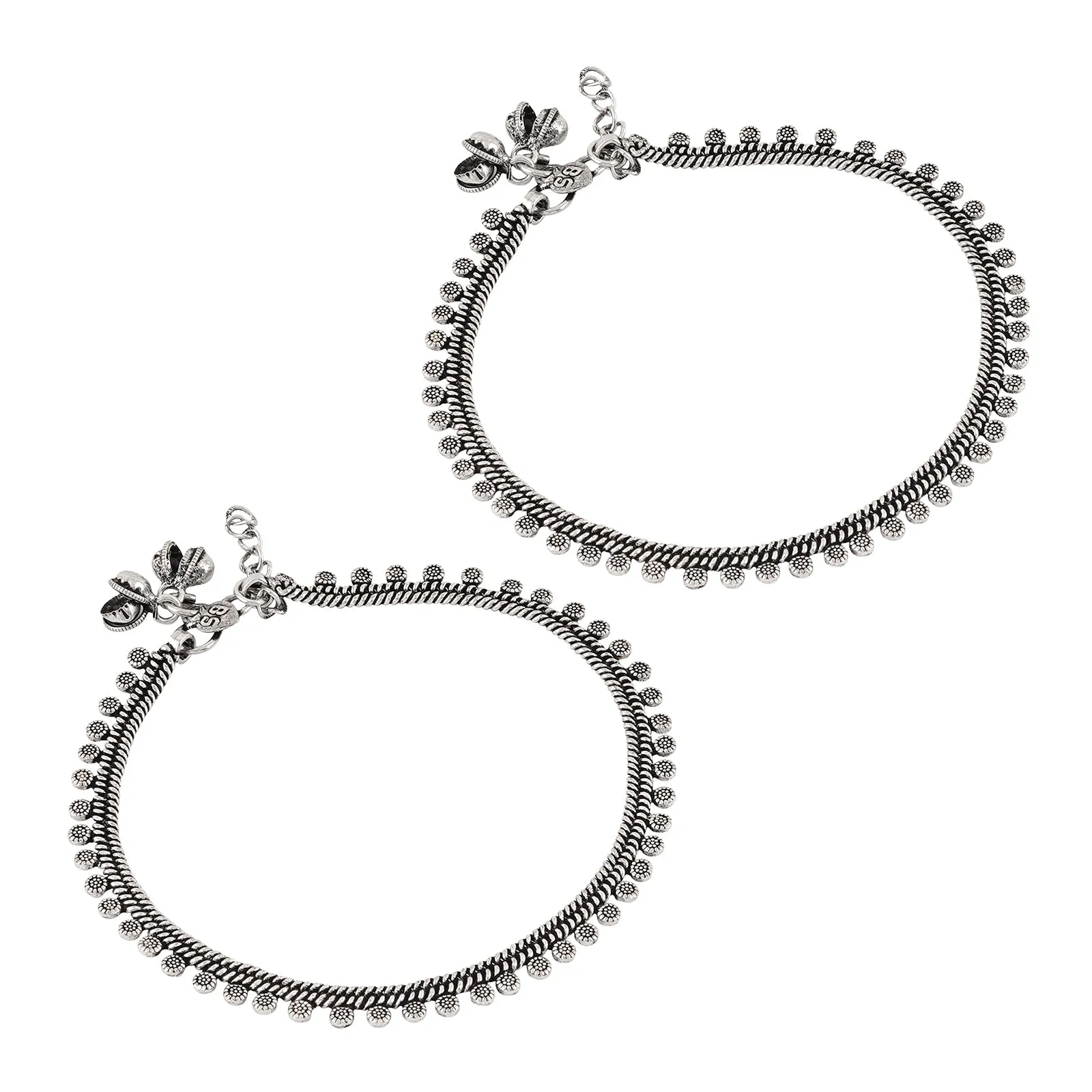 Teejh Spoorthi Silver Oxidised Ghungroo Anklet