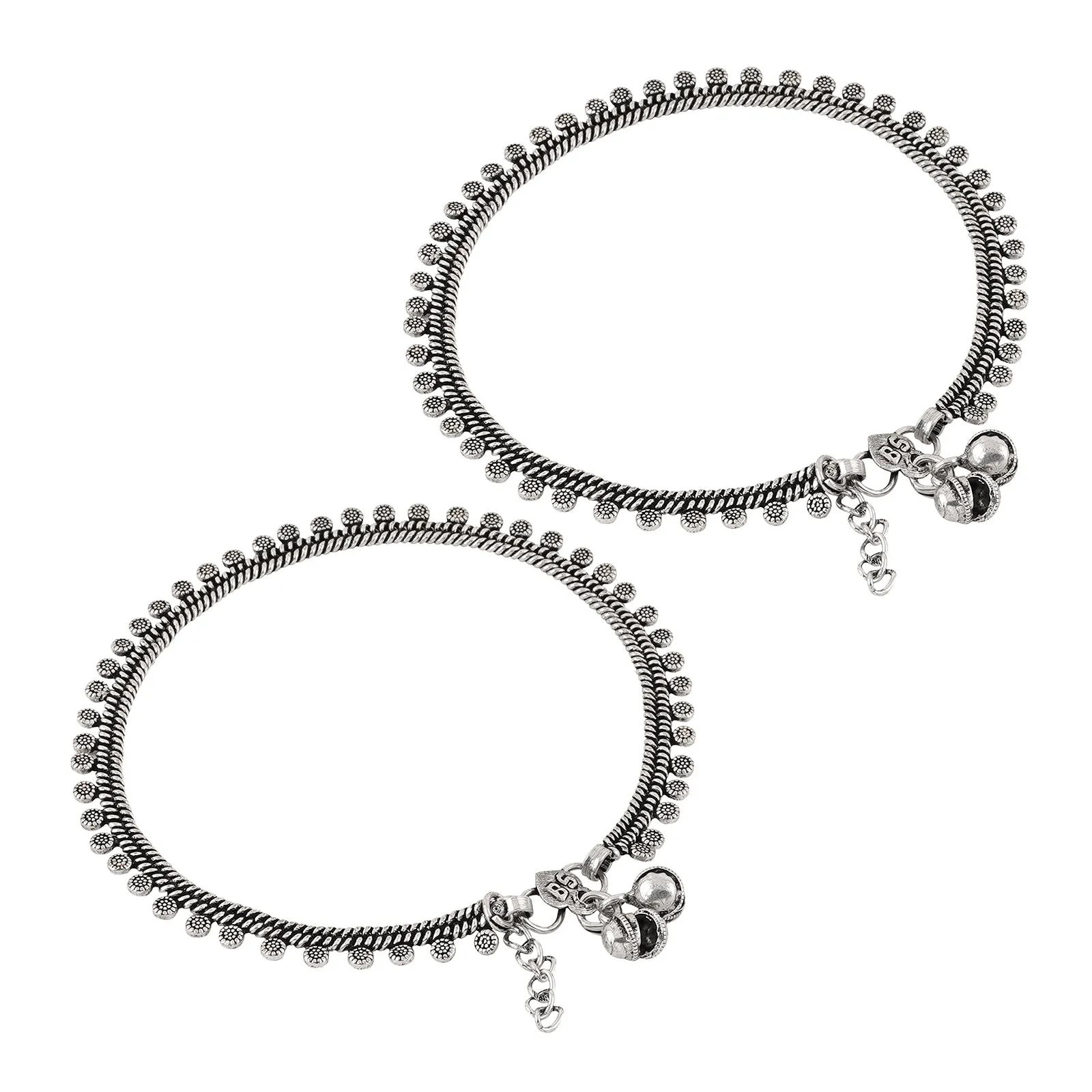 Teejh Spoorthi Silver Oxidised Ghungroo Anklet