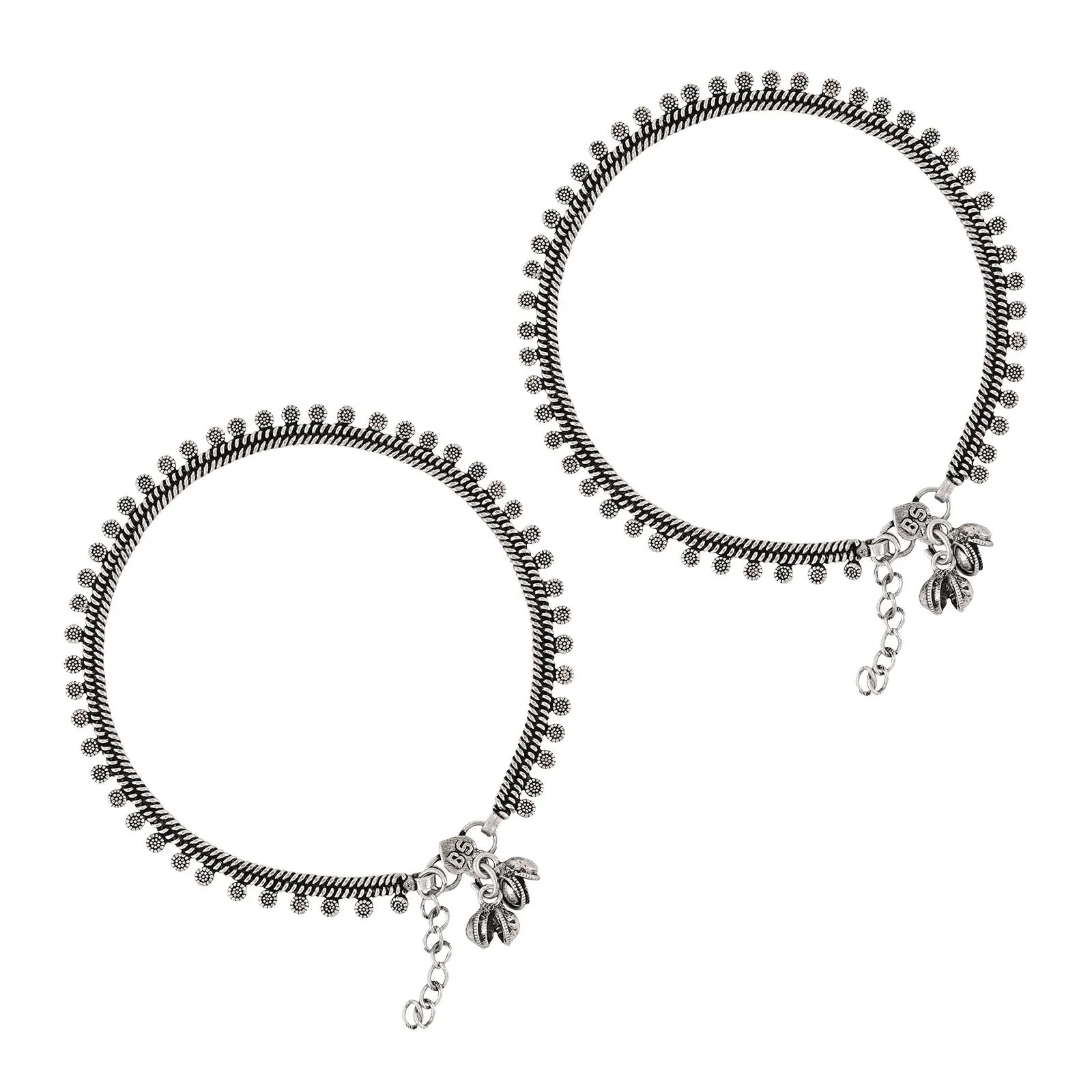Teejh Spoorthi Silver Oxidised Ghungroo Anklet