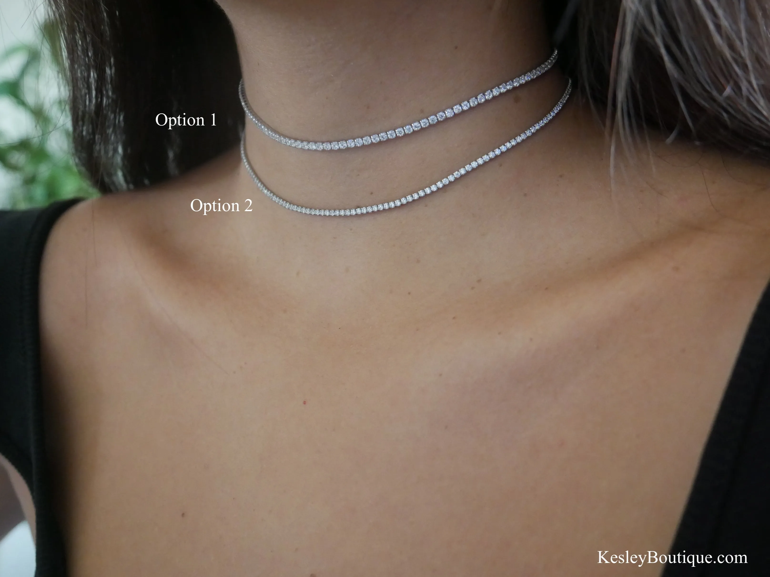 Tennis KESLEY (choker) Diamond CZ .925 Sterling Silver Necklace