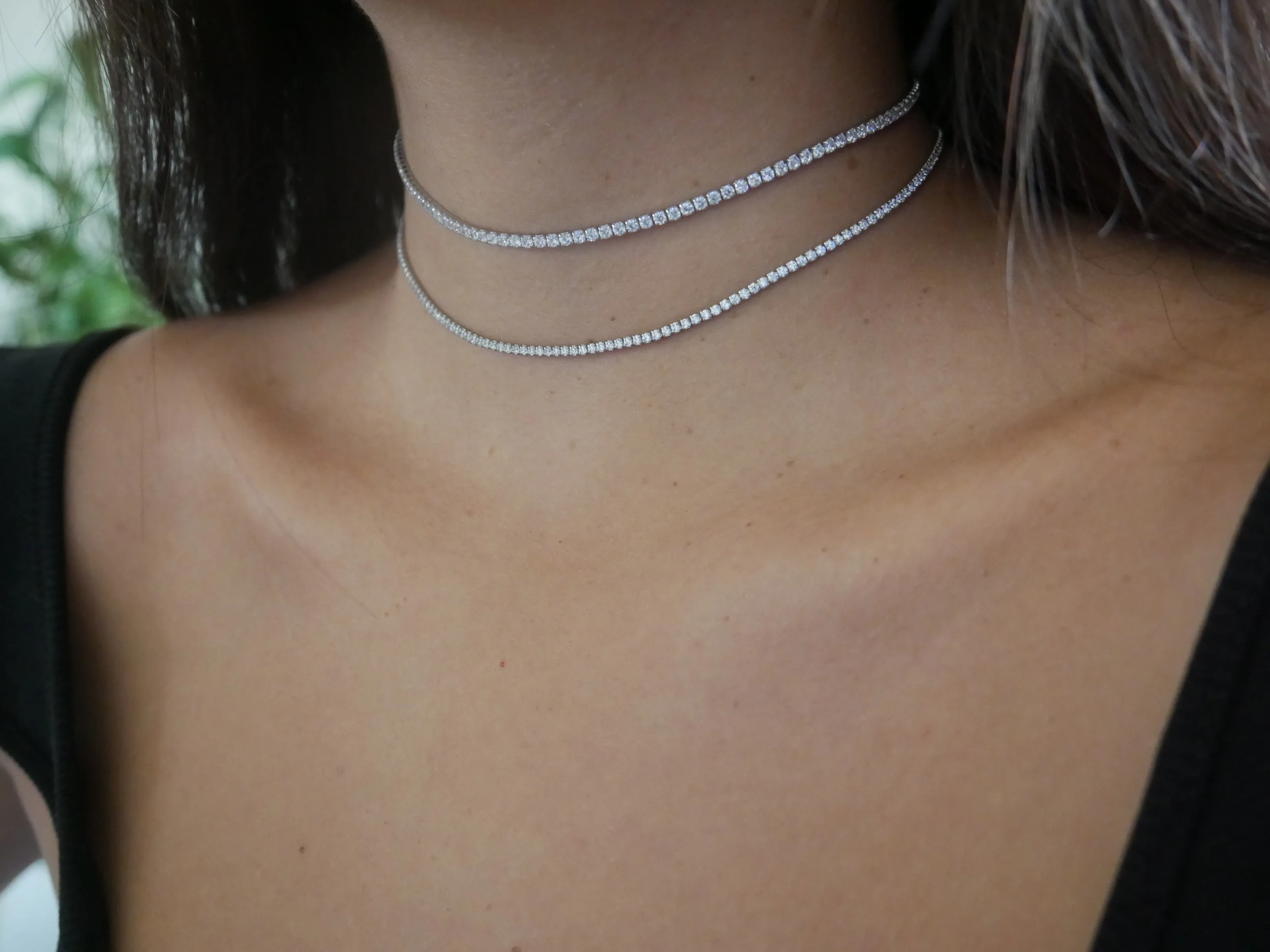 Tennis KESLEY (choker) Diamond CZ .925 Sterling Silver Necklace