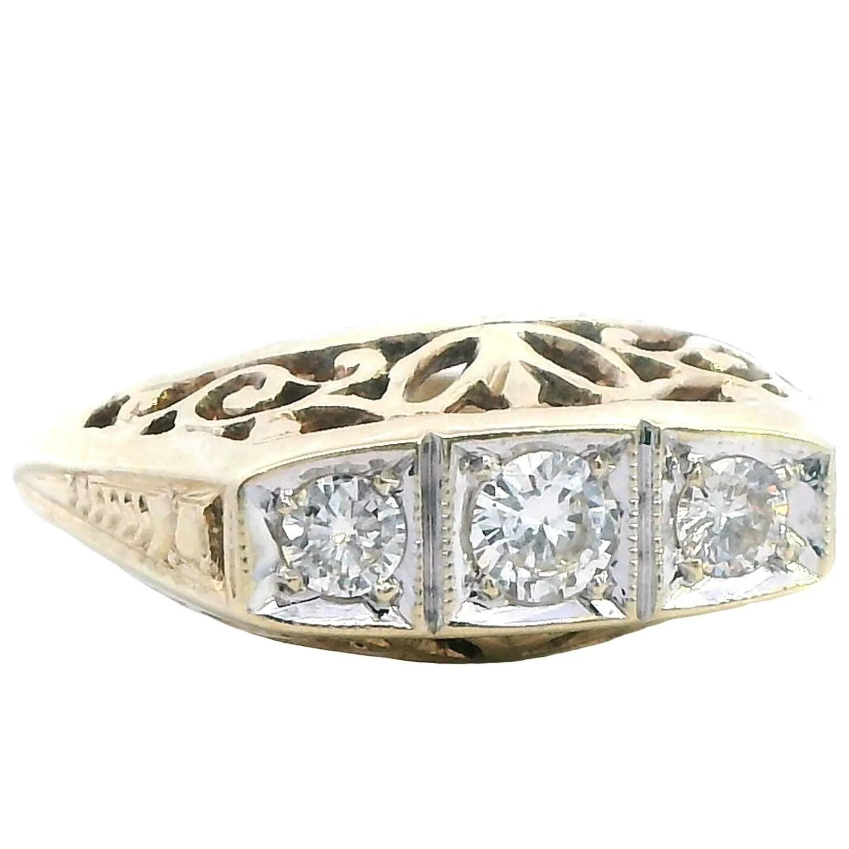 Timeless Vintage 9ct Yellow & White Gold Diamond Ring