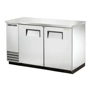 True TBB-2-S-HC 59" TBB/TDD Series Stainless Steel and Aluminum Solid Door Back Bar Refrigerator with LED Lighting, 115v./1ph