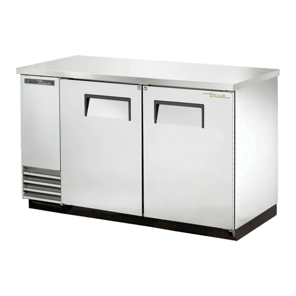True TBB-2-S-HC 59" TBB/TDD Series Stainless Steel and Aluminum Solid Door Back Bar Refrigerator with LED Lighting, 115v./1ph