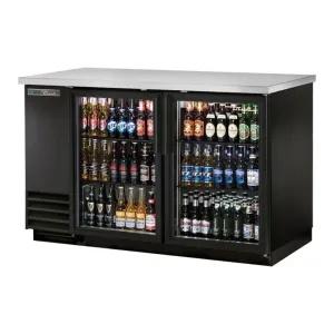 True TBB-2G-HC-LD 58 7/8" Glass Door Back Bar Refrigerator with LED Lighting, Black,115v/1ph