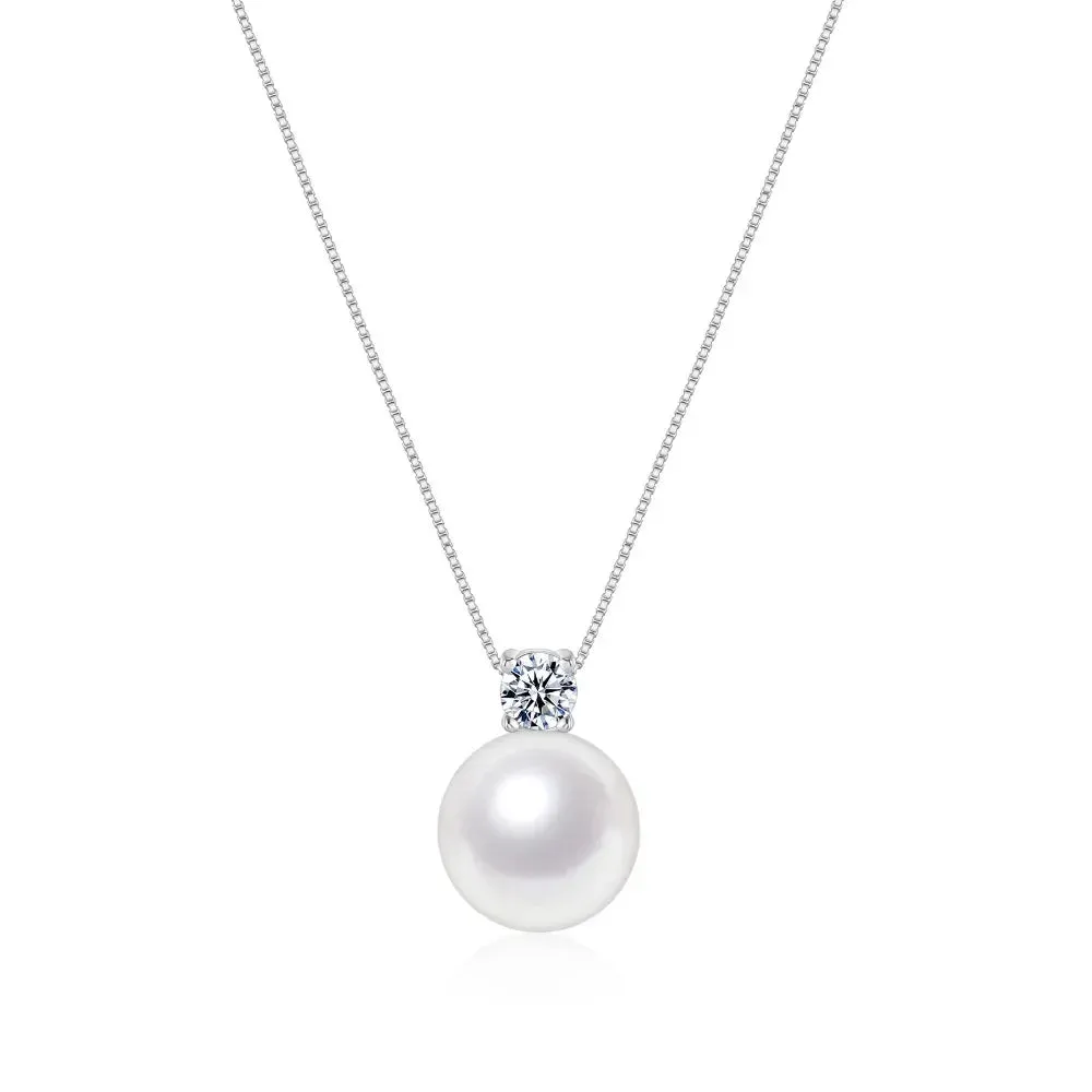 Trumium 10/12mm 925 Sterling Silver Pearl Pendant Necklace