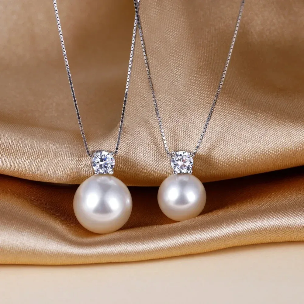 Trumium 10/12mm 925 Sterling Silver Pearl Pendant Necklace