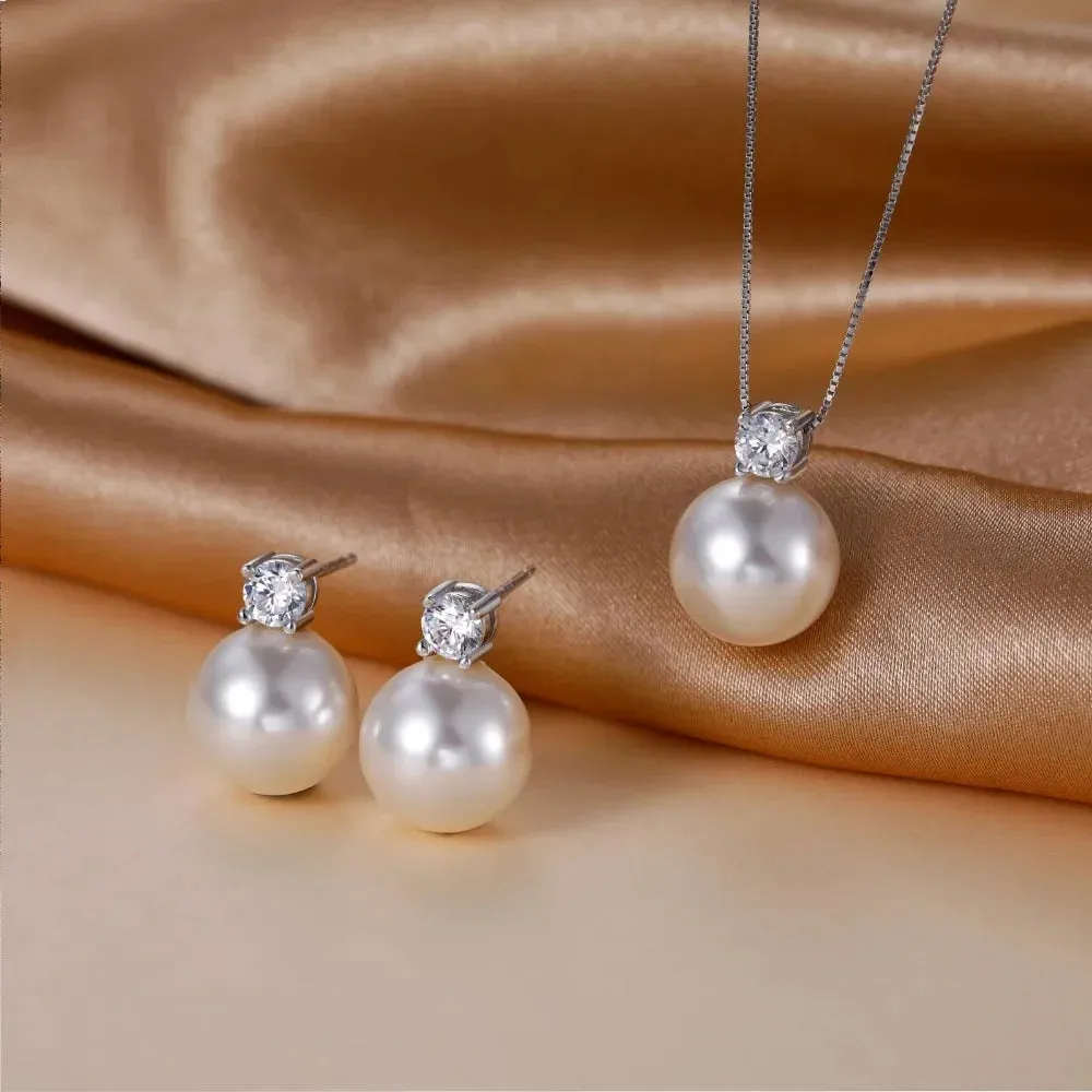 Trumium 10/12mm 925 Sterling Silver Pearl Pendant Necklace