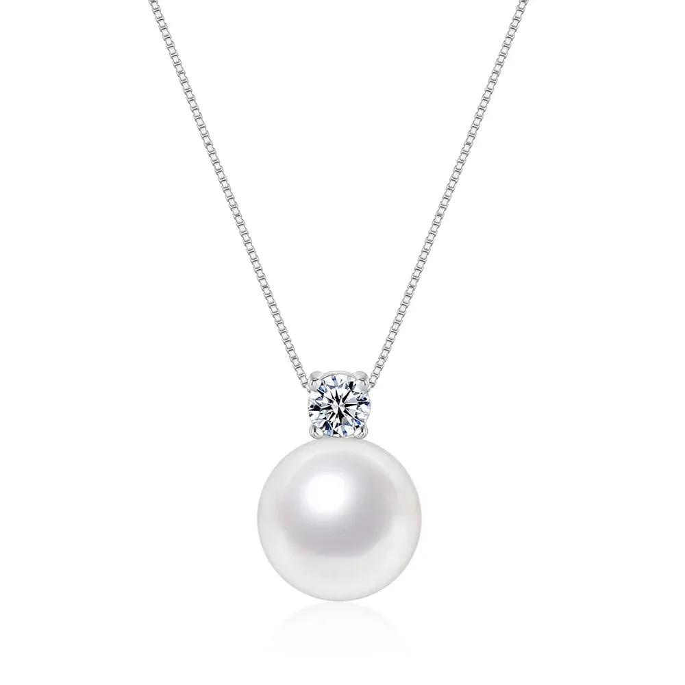 Trumium 10/12mm 925 Sterling Silver Pearl Pendant Necklace