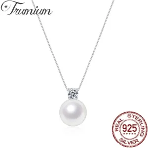 Trumium 10/12mm 925 Sterling Silver Pearl Pendant Necklace