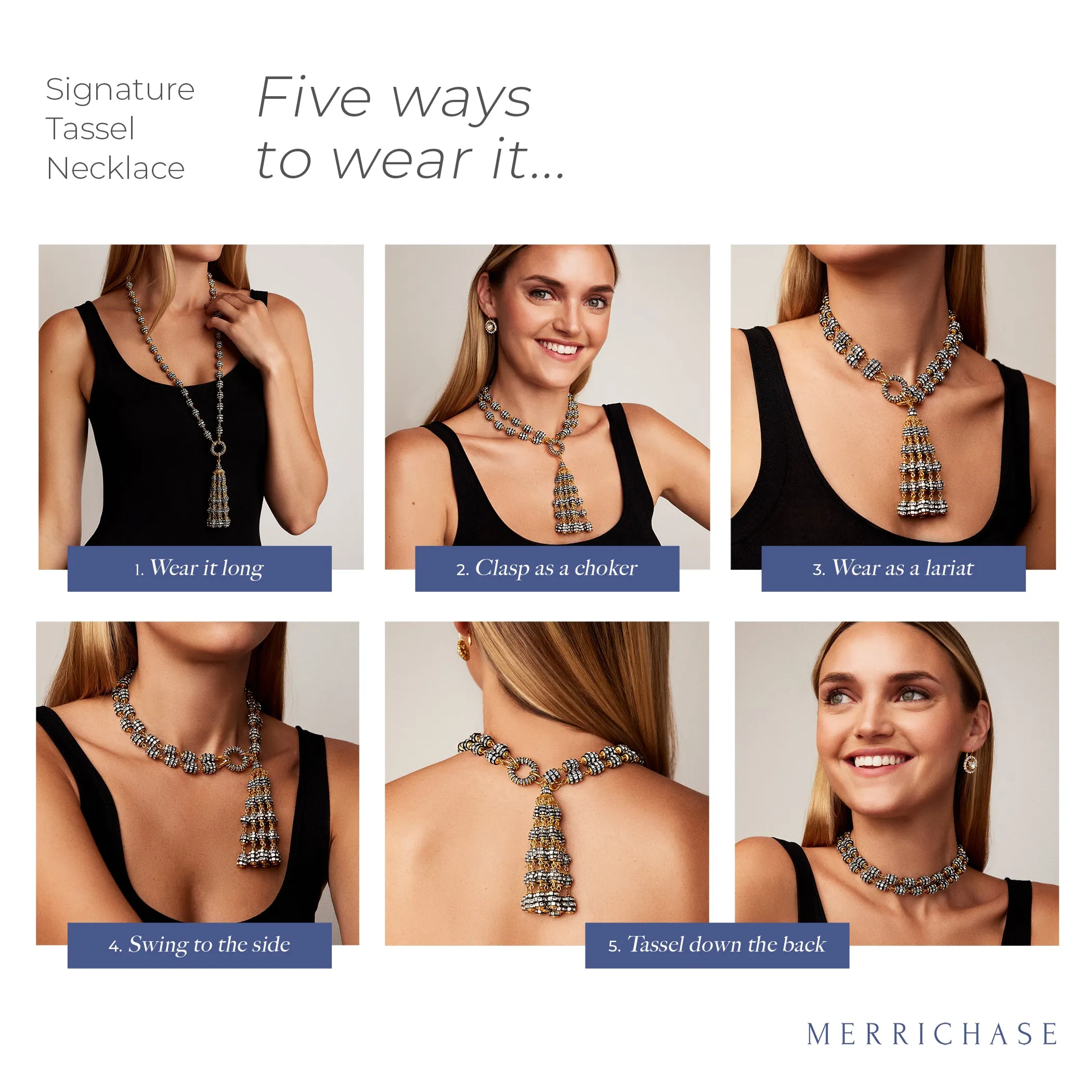 Tuxedo Tassel Necklace