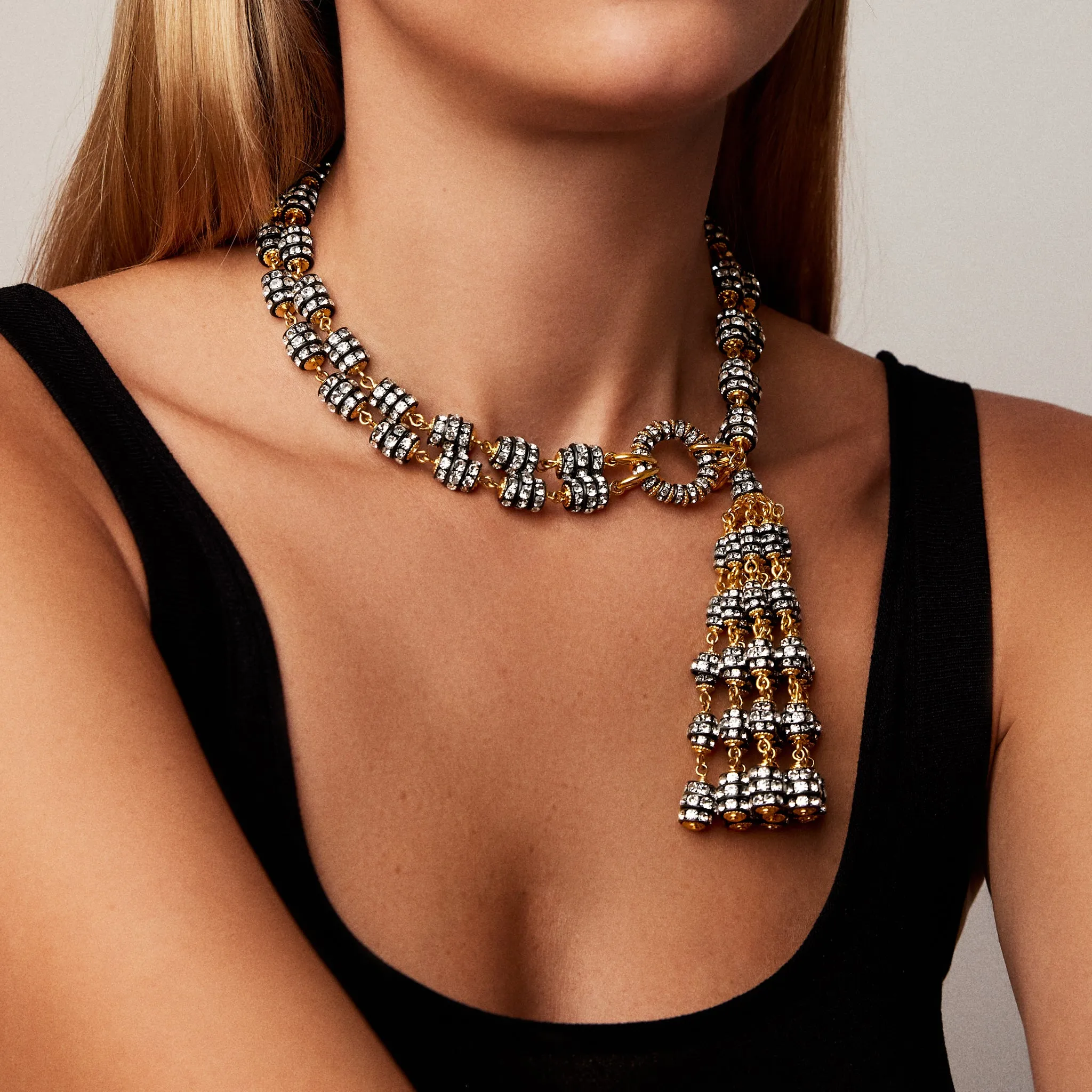 Tuxedo Tassel Necklace