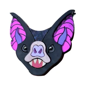 Vampire Bat Face Brooch- Two Colours by Cherryloco Jewellery