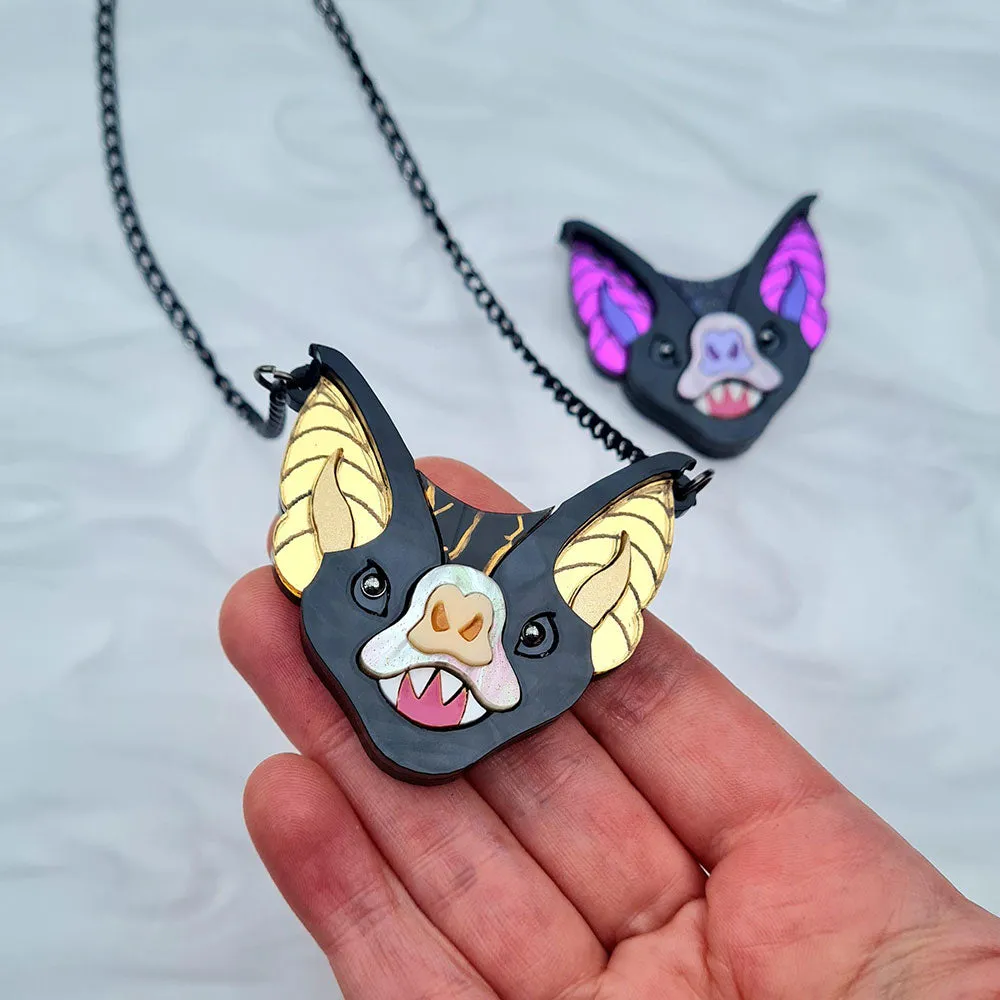 Vampire Bat Face Brooch- Two Colours by Cherryloco Jewellery