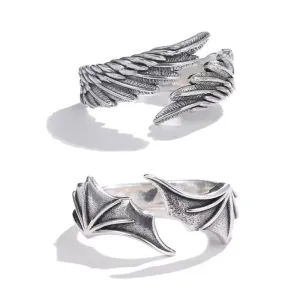 Vintage Angel Wing Demon Eye Rings