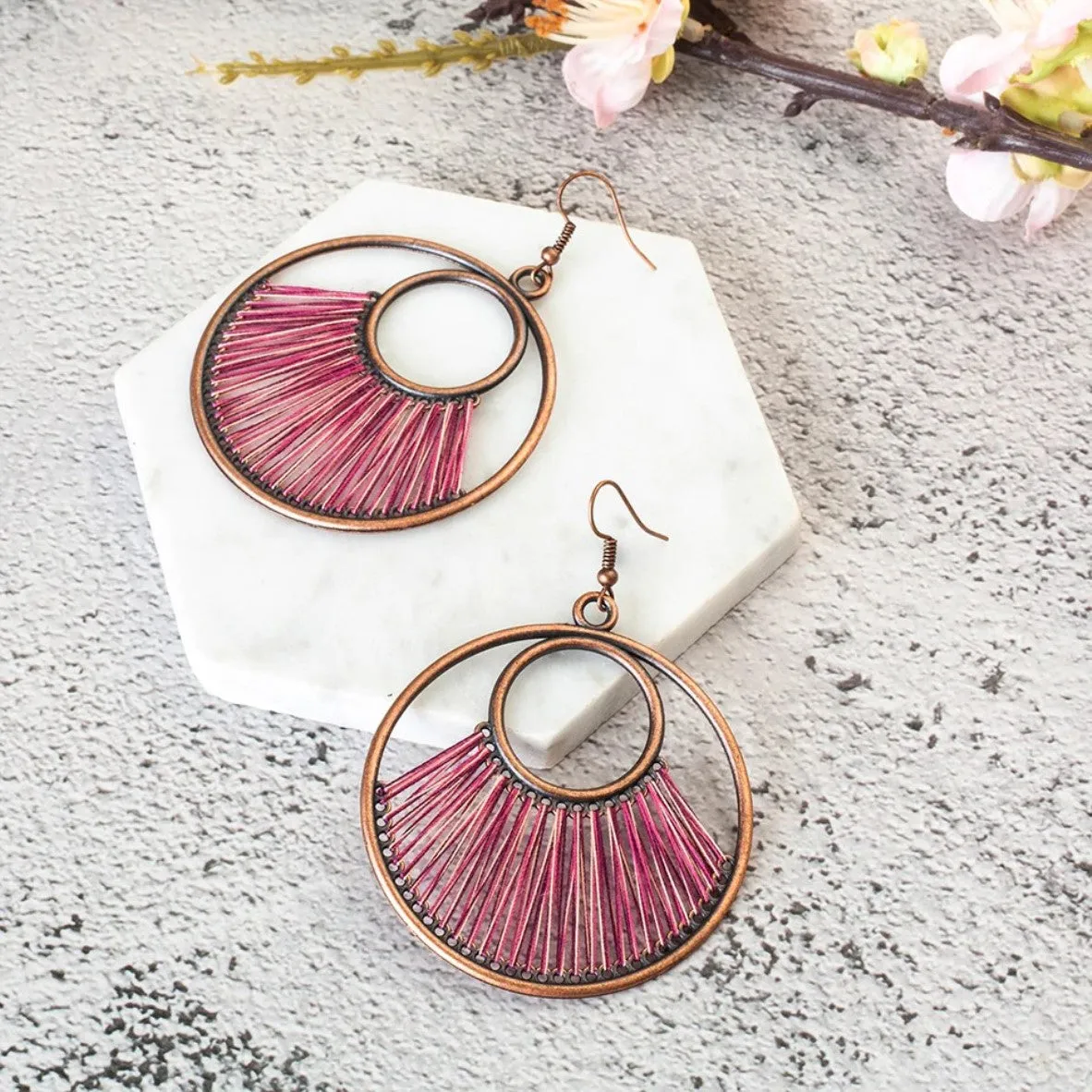 Vintage Round Dangle Boho Ethnic Drop Earrings