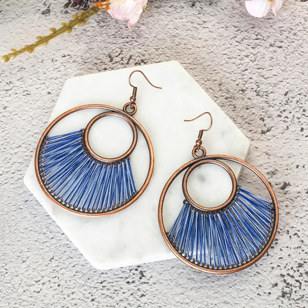 Vintage Round Dangle Boho Ethnic Drop Earrings
