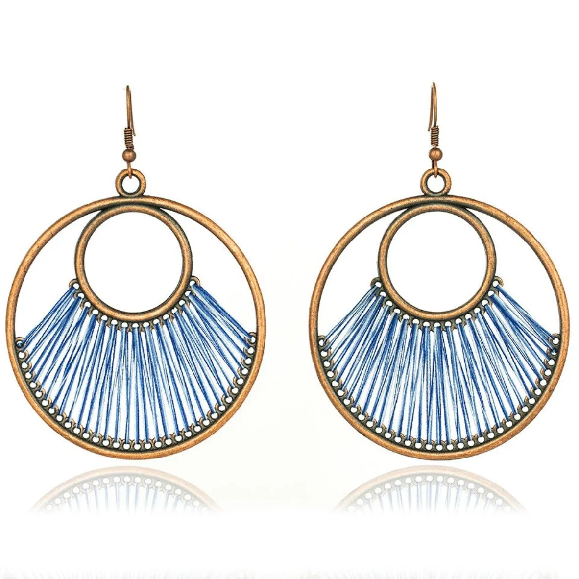 Vintage Round Dangle Boho Ethnic Drop Earrings