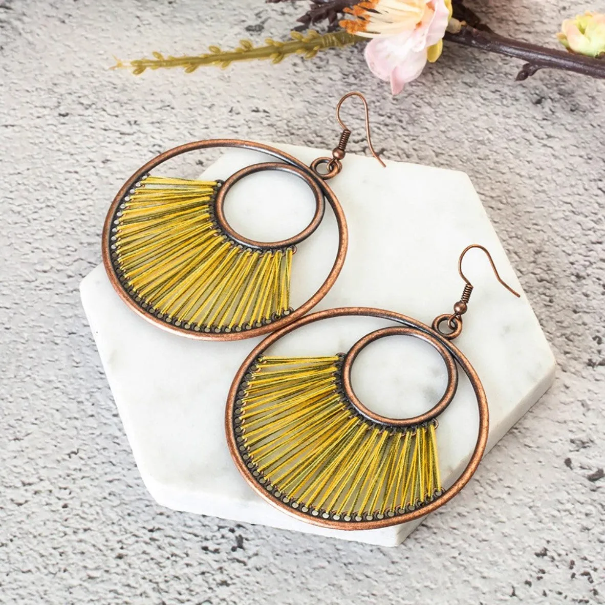 Vintage Round Dangle Boho Ethnic Drop Earrings