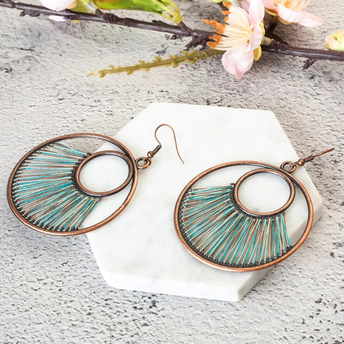 Vintage Round Dangle Boho Ethnic Drop Earrings