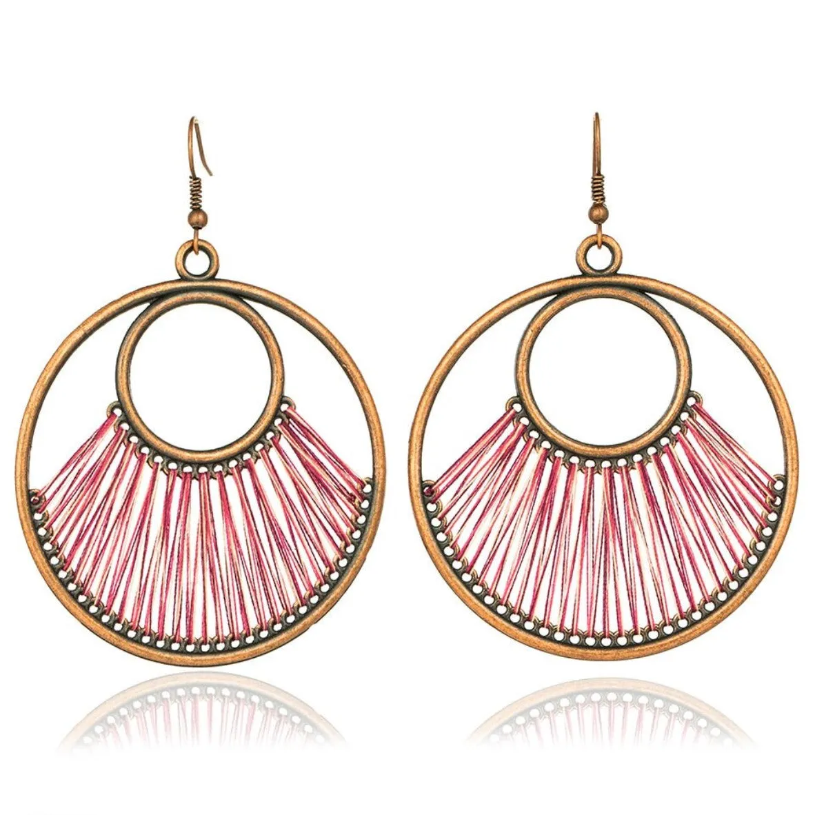 Vintage Round Dangle Boho Ethnic Drop Earrings