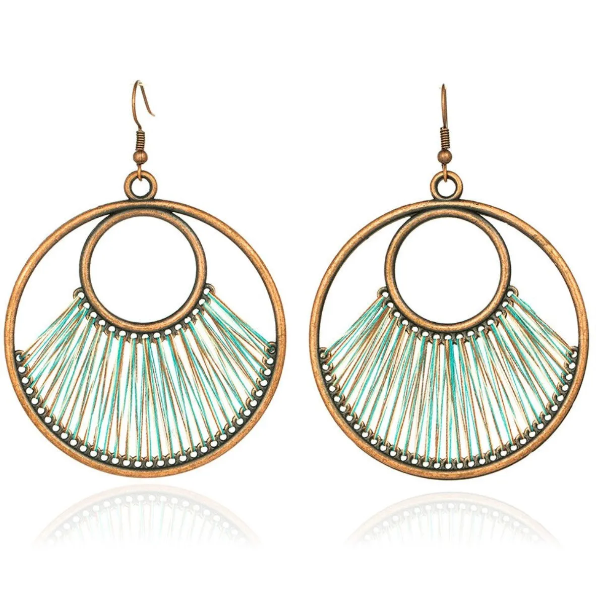 Vintage Round Dangle Boho Ethnic Drop Earrings